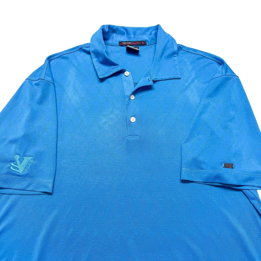 Nike Tiger Woods Collection Polo Shirt Mens Medium Blue Dri-FIT Geometric Golf‎